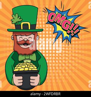 Beer Leprechaun pop art style vector image Stock Vector