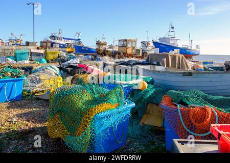 Hastings fisherman's beach, The Old Town Stade, East Sussex, UK Stock Photo