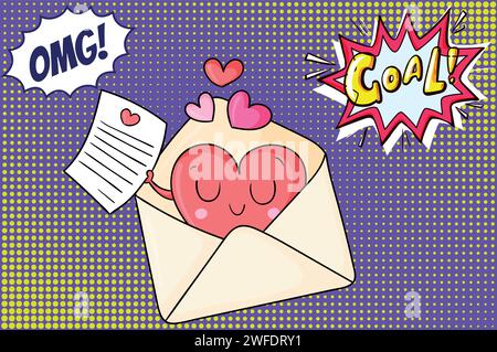 Email message Valentines day pop art style vector image Stock Vector