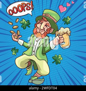 Beer Leprechaun pop art style vector image Stock Vector