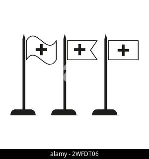 Emergency medical flag icon set. Vector illustration. EPS 10. Stock image. Stock Vector