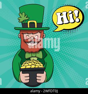 Beer Leprechaun pop art style vector image Stock Vector