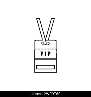 VIP neck tag icon logo sign vector outline in black and white color ...