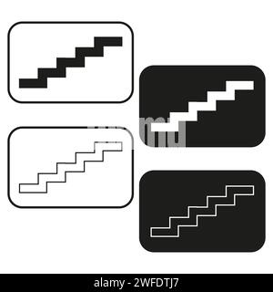 Stairs icon set. Vector illustration. EPS 10. Stock image. Stock Vector