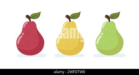 Set of pears. Isolated appetizing fruit. Vector illustration Stock Vector