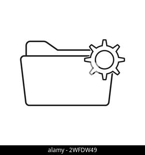 Folder with cogwheel icon. Project management symbol. Vector illustration. Eps 10. Stock image. Stock Vector