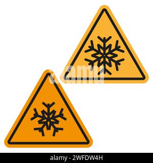 Snow warning sign. Risk of ice warning symbol set. Vector illustration. EPS 10. Stock image. Stock Vector