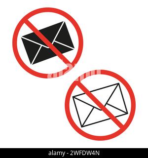 No mail icon. No mailing. Spam ban. Vector illustration. stock image. EPS 10. Stock Vector