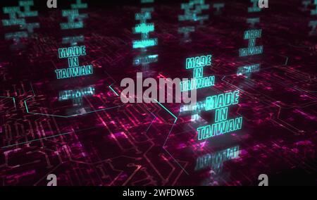 Made in Taiwan technology export symbol digital concept. cyber technology and computer background abstract 3d illustration. Stock Photo