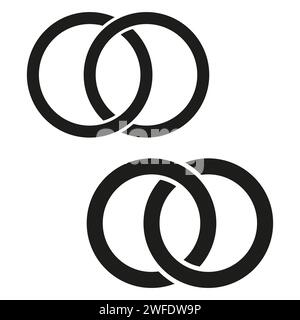 Interlocking circles set. Circles, rings concept icon. Rings contour. Vector illustration. EPS 10. Stock image. Stock Vector