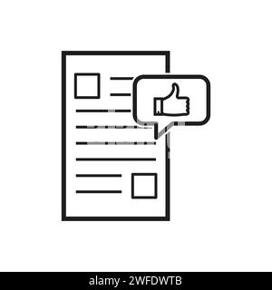 Document with thumb up icon. Feedback letter symbol. Approved file. Vector illustration. EPS 10. stock image. Stock Vector