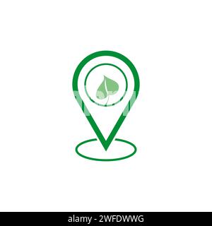 Pin location with leaf. Green area logo. Vector illustration. EPS 10. Stock image. Stock Vector