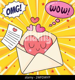 Email message Valentines day pop art style vector image Stock Vector