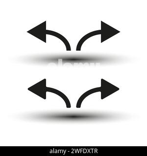 Arrows in different directions icons set. Smooth arrows in different directions. Vector illustration. Eps 10. Stock image. Stock Vector