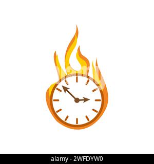 Clock in a fire. Vector illustration. Eps 10. Stock image. Stock Vector