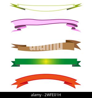 Set of colored sketch ribbon banners and labels. Vector illustration. EPS 10. Stock image. Stock Vector