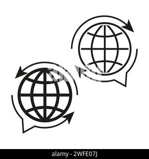 Translate icon. Earth sign in message icon. Vector illustration. EPS 10. Stock image. Stock Vector