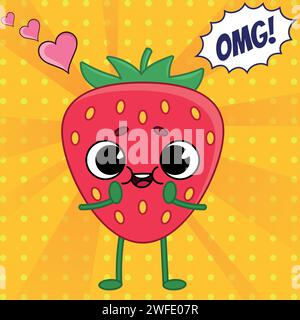 strawberry cartoon pop art style vector image Stock Vector