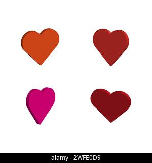 Love heart set isometric icon concept. Vector illustration. EPS 10. Stock image. Stock Vector
