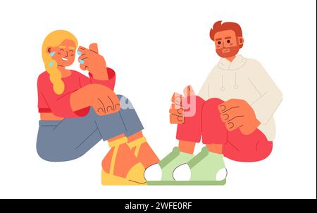 Heterosexual caucasian couple fell in love 2D cartoon characters Stock Vector