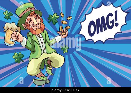 Beer Leprechaun pop art style vector image Stock Vector