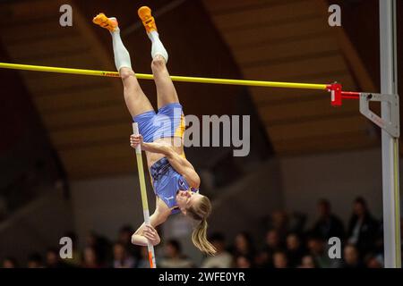 Ostrava, Czech Republic. 30th Jan, 2024. Tina Sutej of Slovenia competes in women's pole vault at the Czech Indoor Gala meet, part of the World Athletics Indoor Tour Gold, in Ostrava, Czech Republic, January 30, 2024. Credit: Vladimir Prycek/CTK Photo/Alamy Live News Stock Photo