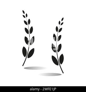 Grain black icon. Ears of wheat. Food symbol. Vector illustration. EPS 10. stock image. Stock Vector