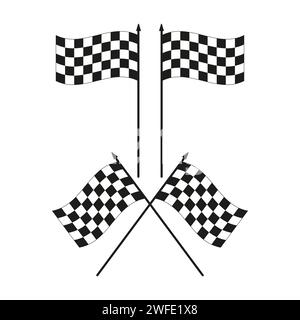 Set of finish flag. Finish flag for car racing. Vector illustration. EPS 10. Stock image. Stock Vector