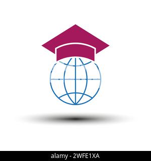 Logo combination of a graduation cap and earth. Vector illustration. EPS 10. Stock image. Stock Vector