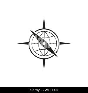 Logo combination of a compass and earth. Vector illustration. EPS 10. Stock image. Stock Vector