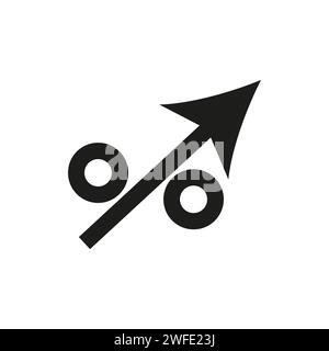 Percentage increase icon. Increase in the percentage of income. Profit growth. Vector illustration. Eps 10. Stock image. Stock Vector