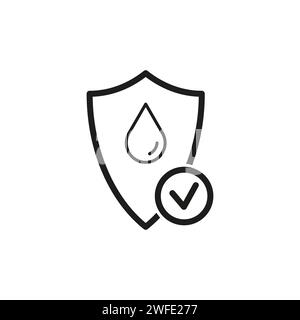 Shield icon. Water Resistant. Water drop. Waterproof icon. Rain, pollution protection. Security icon. Protection icon. Water, oil safety. Vector illus Stock Vector