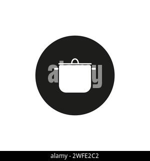 pot icon. White pot in a black circle. Vector illustration. stock image. EPS 10. Stock Vector