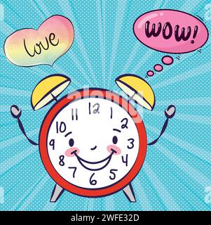 Clock cartoon pop art style vector image Stock Vector
