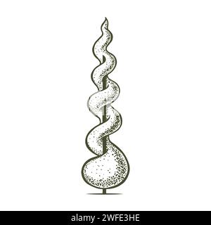 Sketch of topiary conifers. Sheared thuja spiral. Geometric trees for advertising and landscape design. Isolated on white background. Vector Stock Vector