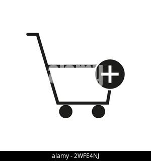 Shopping cart icon. Shopping cart with a plus. Vector illustration. Eps 10. Stock image. Stock Vector
