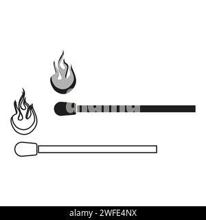 Lit matchstick icons. Burning matchstick sign. Vector illustration. EPS 10. Stock image. Stock Vector