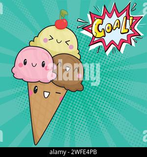 ice cream pop art style vector image Stock Vector