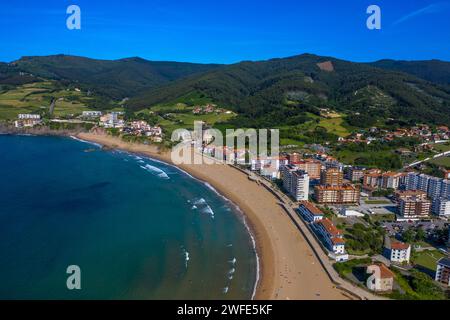 Aerial view of Playa de Baquio Bakio beach, Bizkaiko hondartza