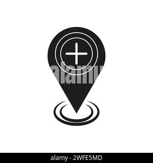 Map pin add plus icon. Vector illustration. stock image. EPS 10. Stock Vector
