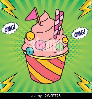 ice cream pop art style vector image Stock Vector
