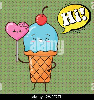 ice cream pop art style vector image Stock Vector