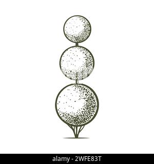 Sketch of topiary conifers. Sheared thuja sphere. Geometric trees for advertising and landscape design. Isolated on white background. Vector Stock Vector