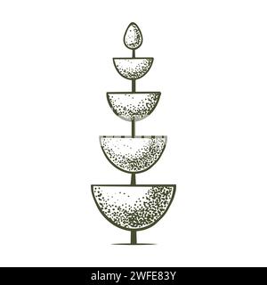 Sketch of topiary conifers. Sheared thuja bowl. Geometric trees for advertising and landscape design. Isolated on white background. Vector Stock Vector