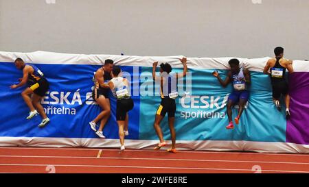 Ostrava, Czech Republic. 30th Jan, 2024. Men's 60 metres run at the Czech Indoor Gala meet, part of the World Athletics Indoor Tour Gold, in Ostrava, Czech Republic, January 30, 2024. Credit: Jaroslav Ozana/CTK Photo/Alamy Live News Stock Photo