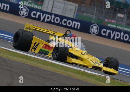 Formula One Copersucar Fittipaldi F5A, F1 Car Demonstration 2023 British Grand Prix Stock Photo