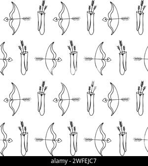Vector seamless pattern of hand drawn doodle sketch bow and arrows isolated on white background Stock Vector