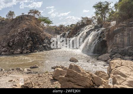 A waterfall into a rocky gorge in the Awash National Park, Ethiopia Stock Photo