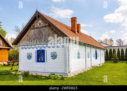 Zalipie, Poland - April 29, 2023: Zagroda Felicji Curylowej open air museum and ethnographic park of folk architecture and paintings in Zalipie villag Stock Photo