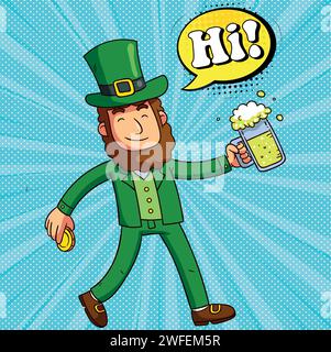 Beer Leprechaun pop art style vector image Stock Vector